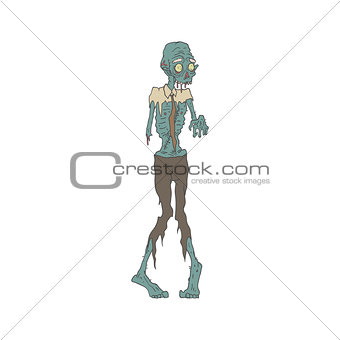 Creepy Zombie Wearing Tie Outlined Drawing