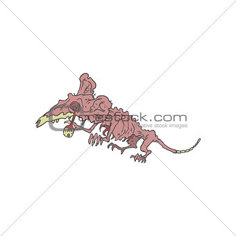 Rat Creepy Zombie Outlined Drawing