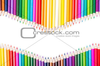 Color pencils rainbow vawe arrangement