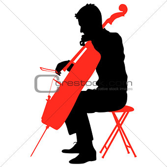 Silhouettes a musician playing the cello. Vector illustration