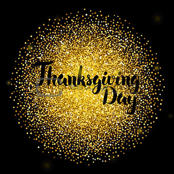 Thanksgiving Day Lettering over Gold