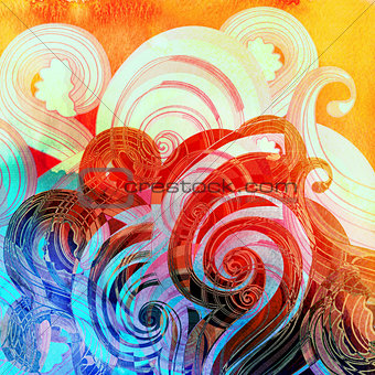 Watercolor multicolored abstract elements