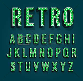 Retro font with light bulbs.