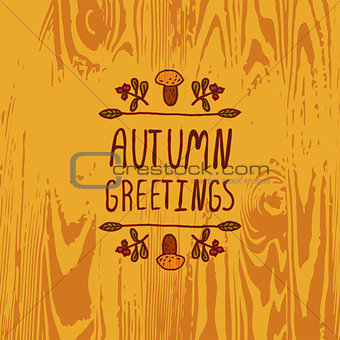 Vector handdrawn autumn element with text