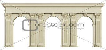 Classic colonnade isolated on white