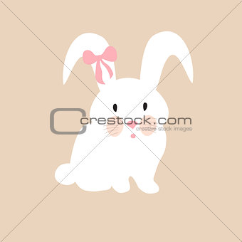 cute rabbit with pink bow, illustration, set for baby fashion