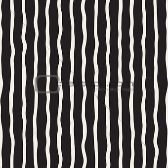 Vector Seamless Hand Drawn Black and White Stripes Pattern