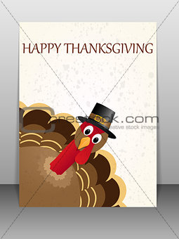 Happy Thanksgiving celebration card with turkey.