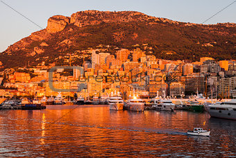 Port Hercule in Monaco at sunrise