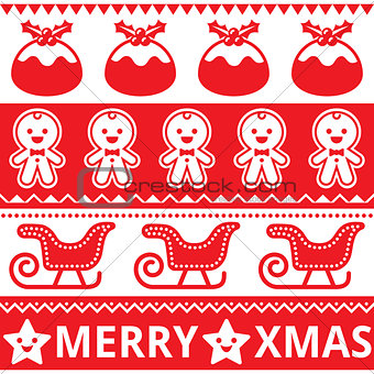 Christmas cute red seamless pattern, greetings card