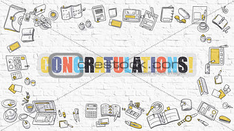Congratulations Concept with Doodle Design Icons.