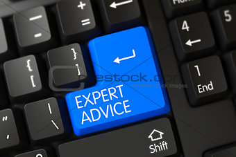 Expert Advice CloseUp of Blue Keyboard Button. 3D.