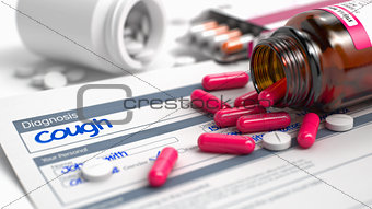 Cough - Text in Disease Extract. 3D Illustration.