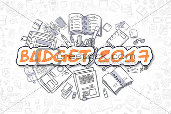 Budget 2017 - Cartoon Orange Word. Business Concept.