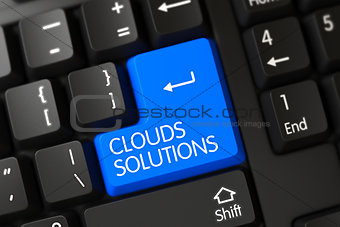 Clouds Solutions CloseUp of Blue Keyboard Keypad. 3D.