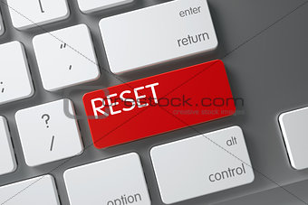 Keyboard with Red Button - Reset. 3D.