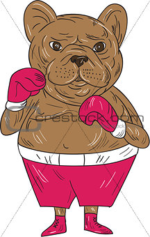 French Bulldog Boxer Boxing Stance Cartoon