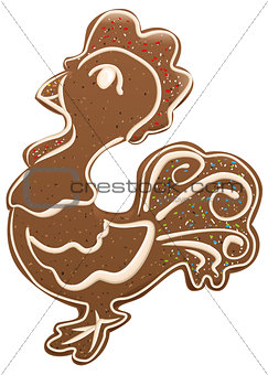 Christmas gingerbread rooster decor with sweet glaze