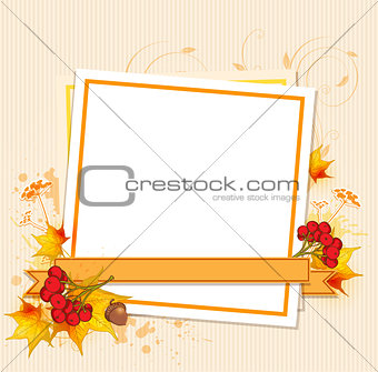Autumn frame with berry and leaves