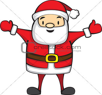 Cute Cartoon Santa Claus for Christmas. Isolated on white background. Vector illustration