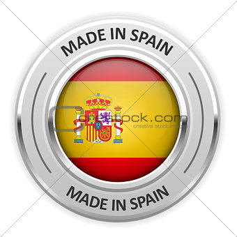 Silver medal Made in Spain with flag