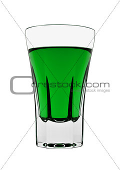 Glass with green drink isolated on white background