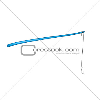 Vintage fishing rod in blue design