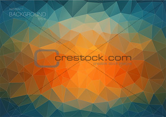 Abstract triangle backgound for web. Blue and orange Art backgound with triangle shapes.
