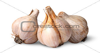 Three bulbs of garlic beside