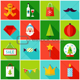 Merry Christmas Colorful Icons