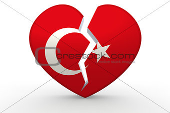 Broken white heart shape with Turkey flag