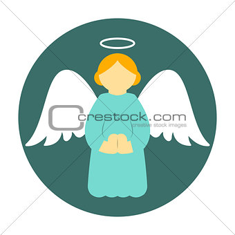 Christmas angel icon flat