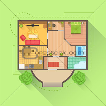 House Floor Interior Design Project View From Above