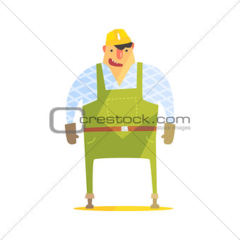 Builder In Hard Hat On Construction Site