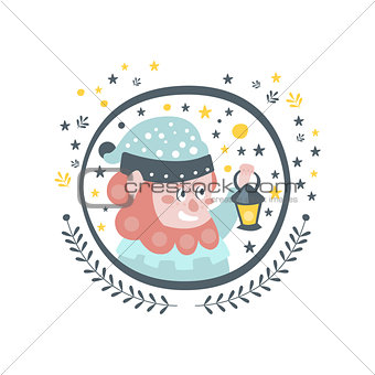 Gnome Fairy Tale Character Girly Sticker In Round Frame
