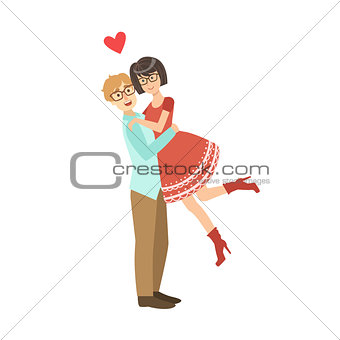 Couple In Love, Man Lifting The Woman