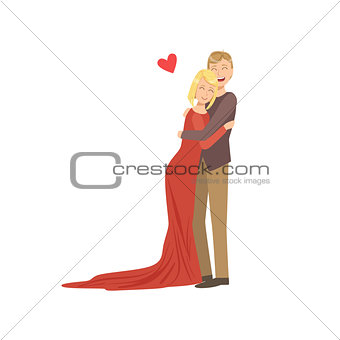 Couple In Love In Classy Outfits Hugging