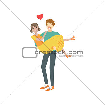 Couple In Love, Man Holding Woman In Arms