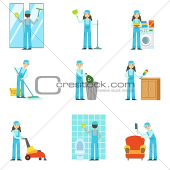 Professional Clean Up Service Set Of Illustrations