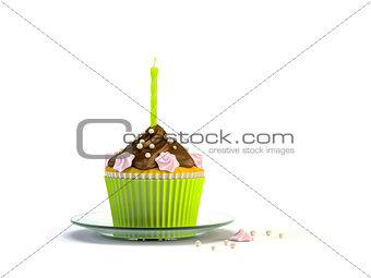 delicious cupcake with a candle