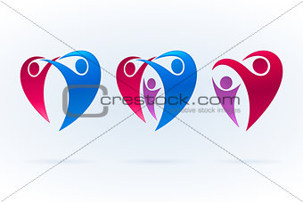 Swoosh icon set with family and love theme. Vector illustration.