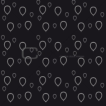 White balloons, contours. On a black background