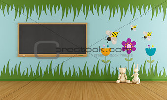 Playroom with blackboard