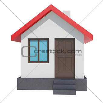 Small house with red roof on white background
