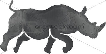 Rhinoceros Silhouette Running Watercolor