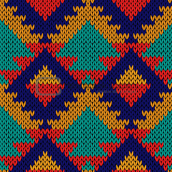 Seamless knitted multicolour geometric motley pattern