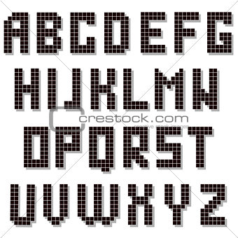 Pixel Alphabet Isolated. Digital Font