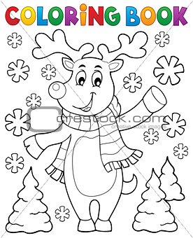 Coloring book stylized Christmas deer