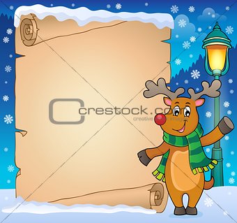 Parchment with stylized Christmas deer
