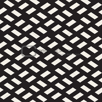 Vector Seamless Black and White Rhombus Grid Rectangles Pavement Geometric Pattern